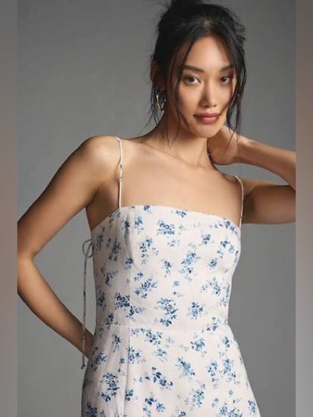 Reformation Christen Linen blue floral midi dress sz 0